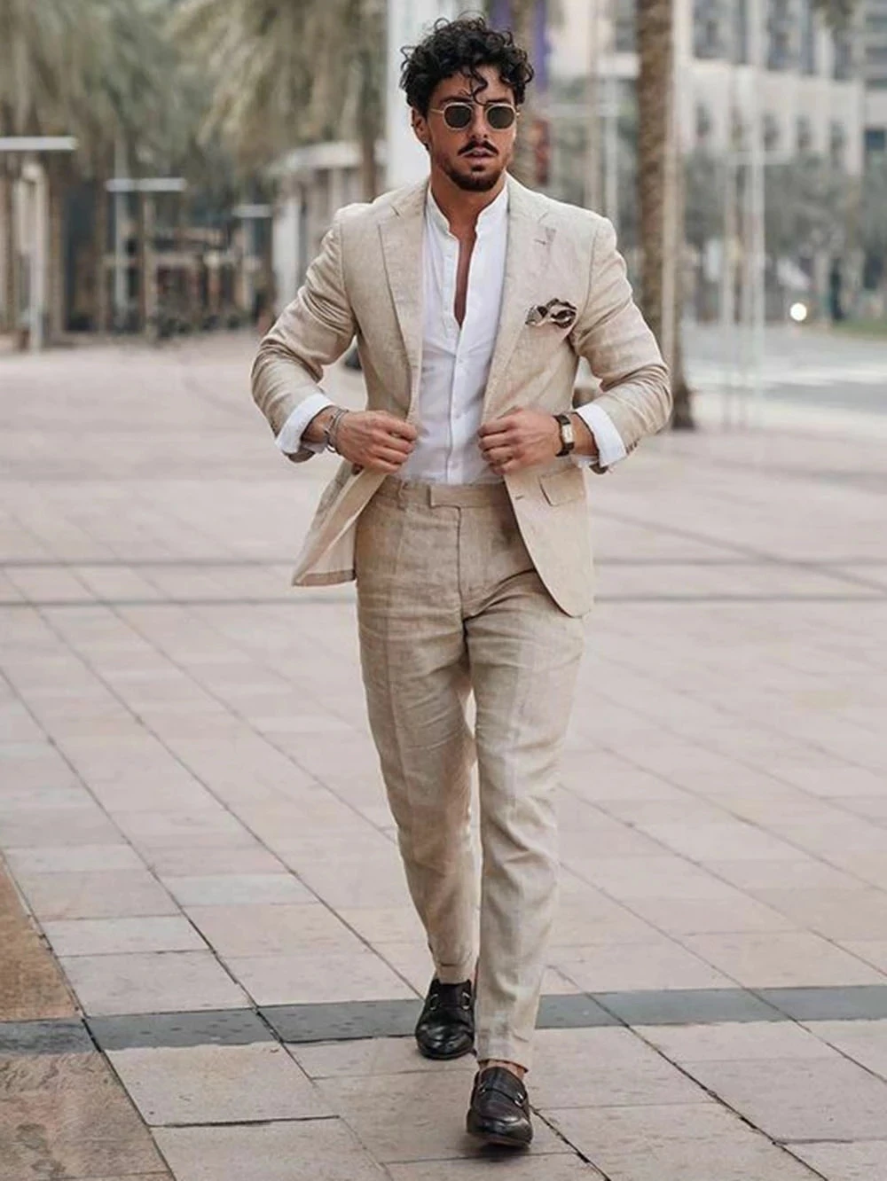 Men Formal Wear Summer - Summer Beach Business Linen Men Suits