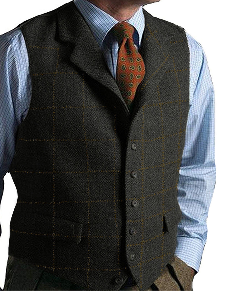Men Formal Wear Vest - Men's Vest Green Vest Tweed Wool