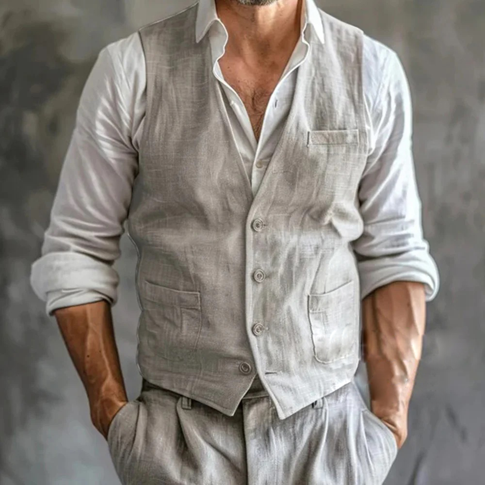 Men's Linen Vest Summer Male G - Men Formal Wear Vest review and price