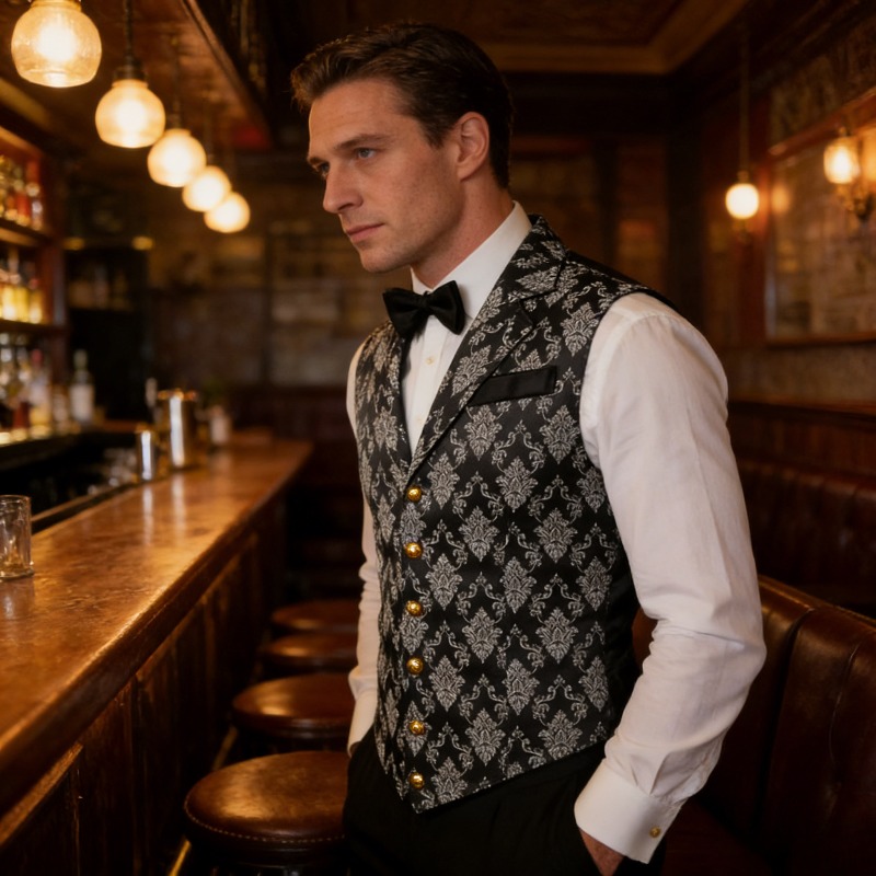 Slim Fit Vest British Retro St - Formal Wear For Men Black Suit review and price