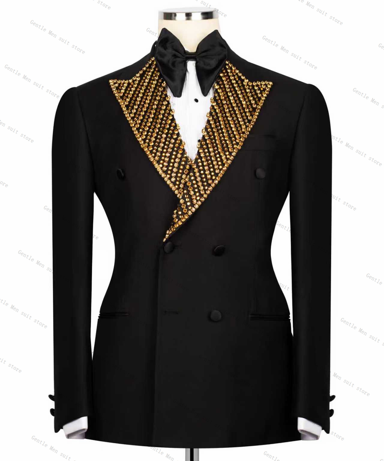 Golden Beaded Men Suit Set 2 P - Formal Wear For Men Black Suit review and price