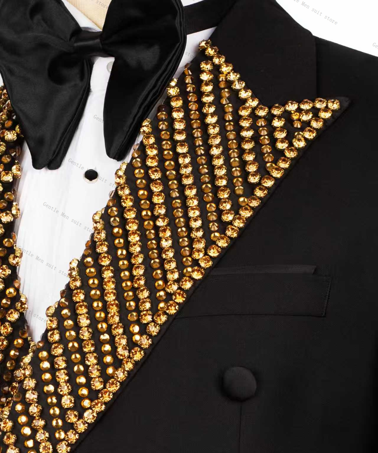 Golden Beaded Men Suit Set 2 P - Formal Wear For Men Black Suit review and price