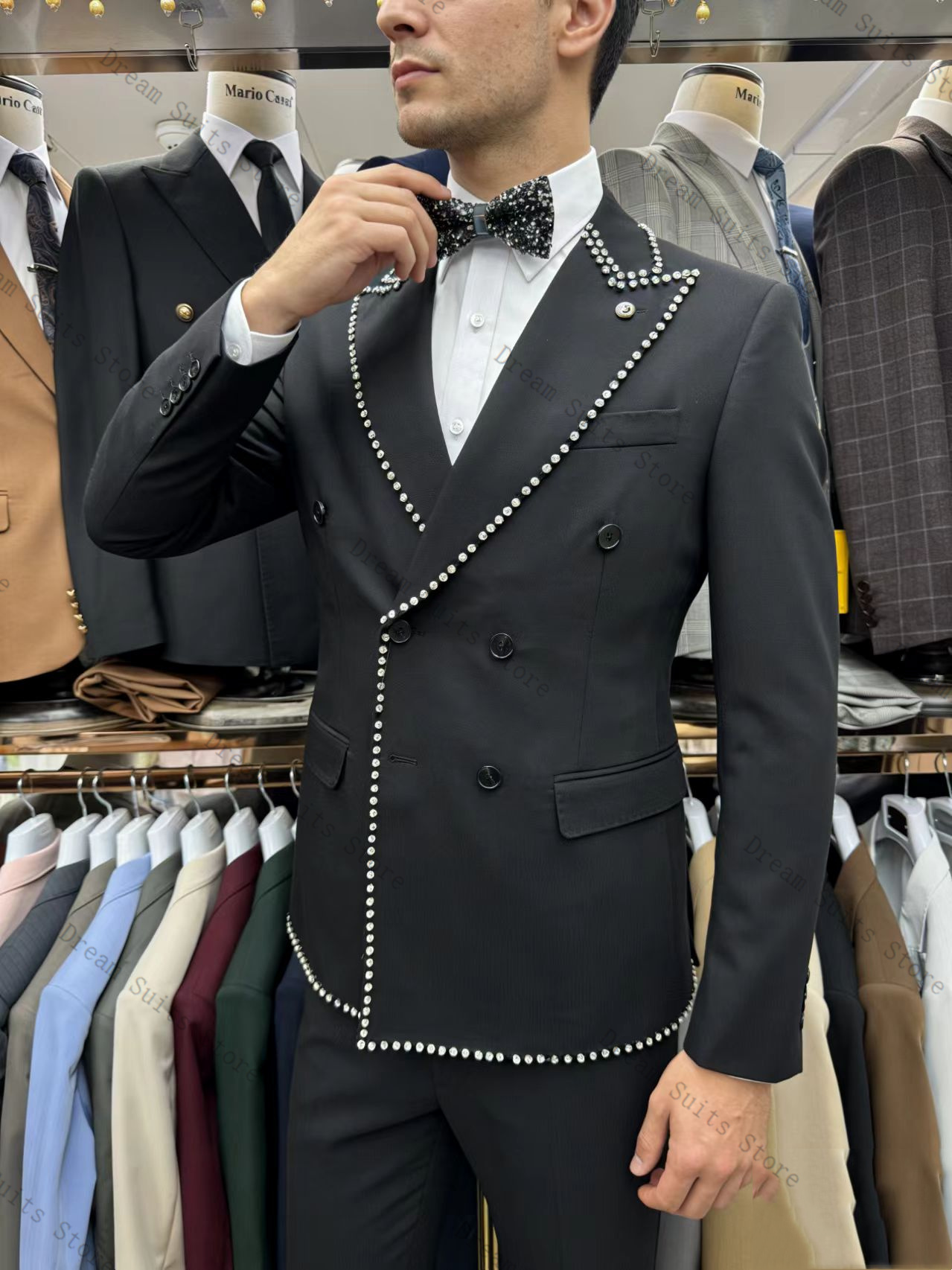 Black Crystal Men Suit Set 2 P - Formal Wear For Men Black Suit review and price
