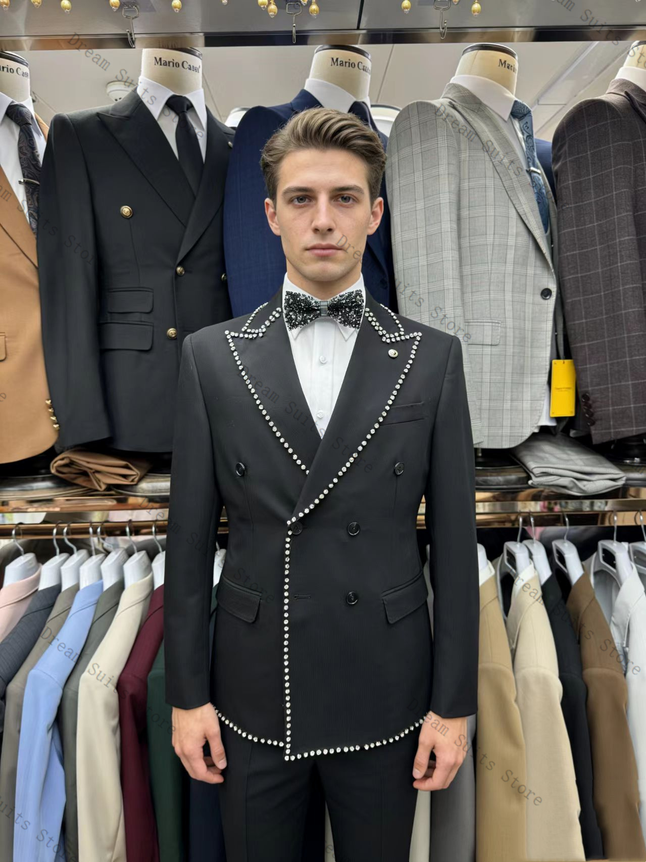 Black Crystal Men Suit Set 2 P - Formal Wear For Men Black Suit review and price