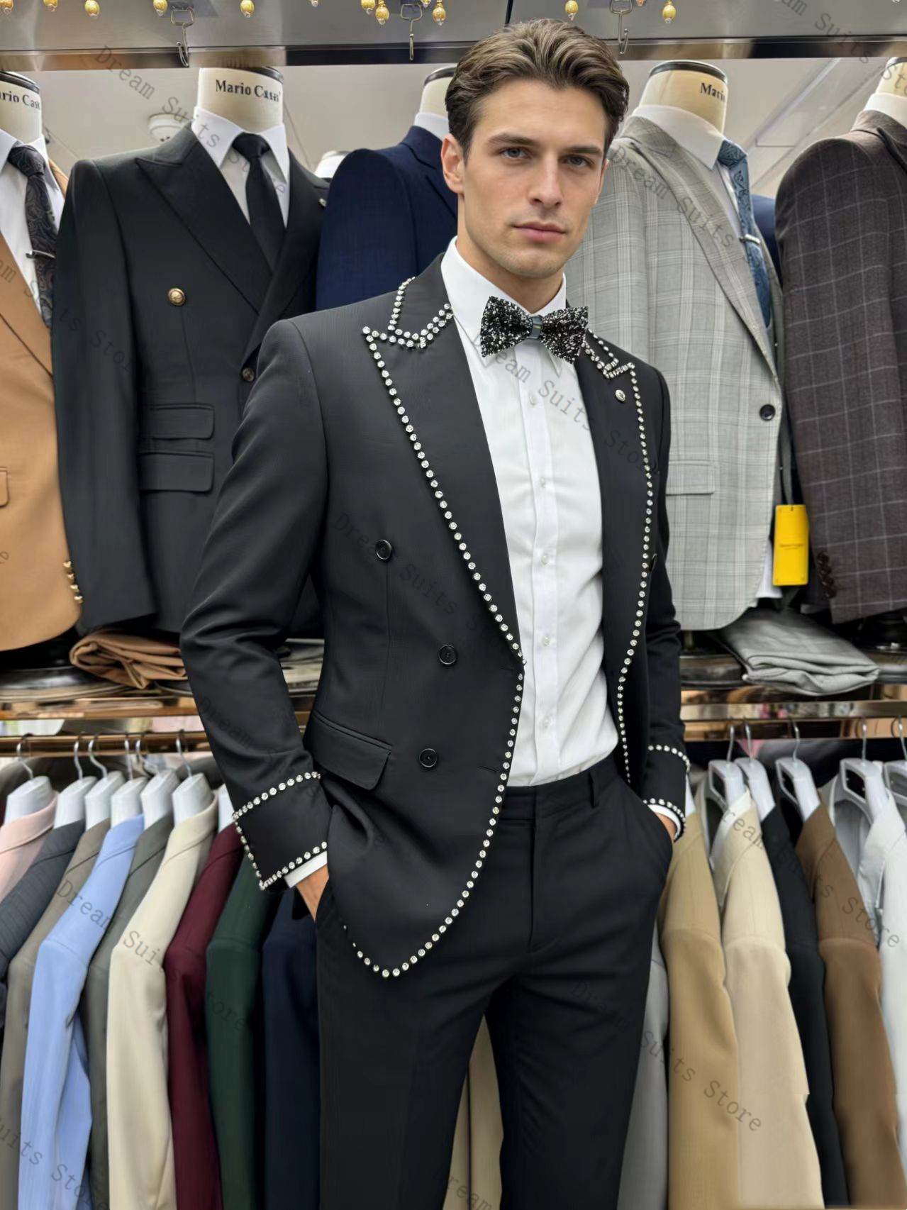 Black Crystal Men Suit Set 2 P - Formal Wear For Men Black Suit review and price