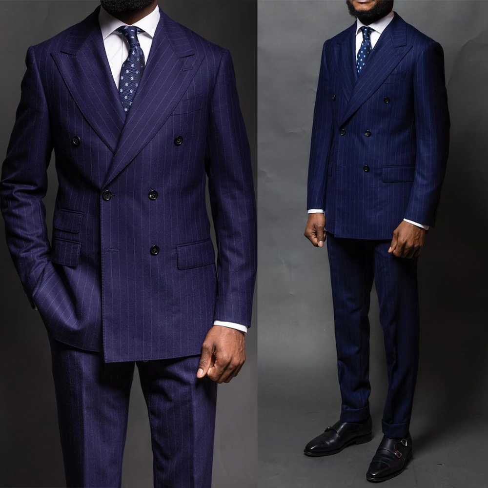 Navy Blue Pinstripe Men Suits  - Men Formal Wear Fashion review and price