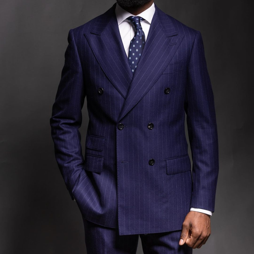 Navy Blue Pinstripe Men Suits  - Men Formal Wear Fashion review and price