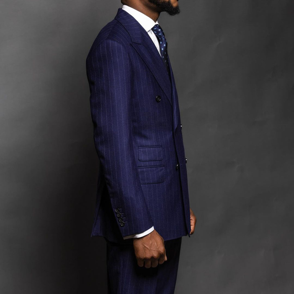 Navy Blue Pinstripe Men Suits  - Men Formal Wear Fashion review and price