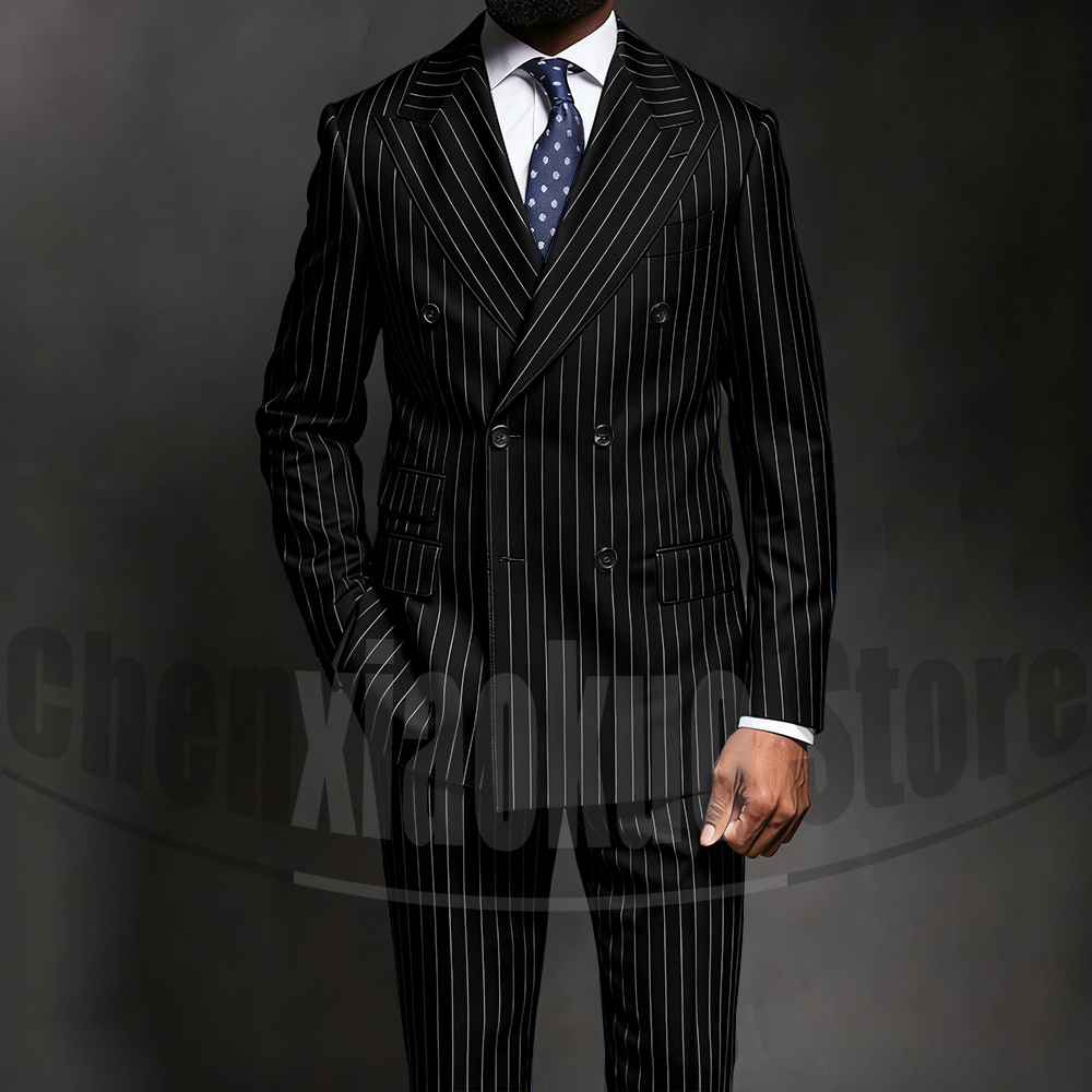 Navy Blue Pinstripe Men Suits  - Men Formal Wear Fashion review and price