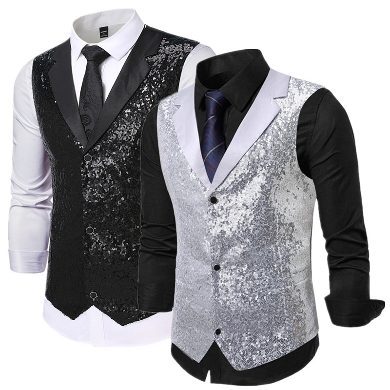 Fashion Luxury Sequin Suit Ves - Men Formal Wear Vest review and price