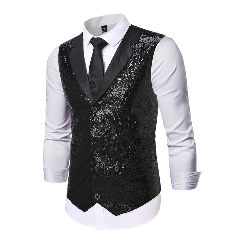 Fashion Luxury Sequin Suit Ves - Men Formal Wear Vest review and price
