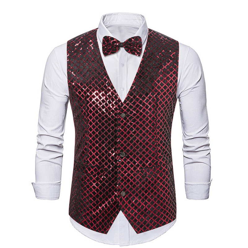Fashion Luxury Sequin Suit Ves - Men Formal Wear Vest review and price