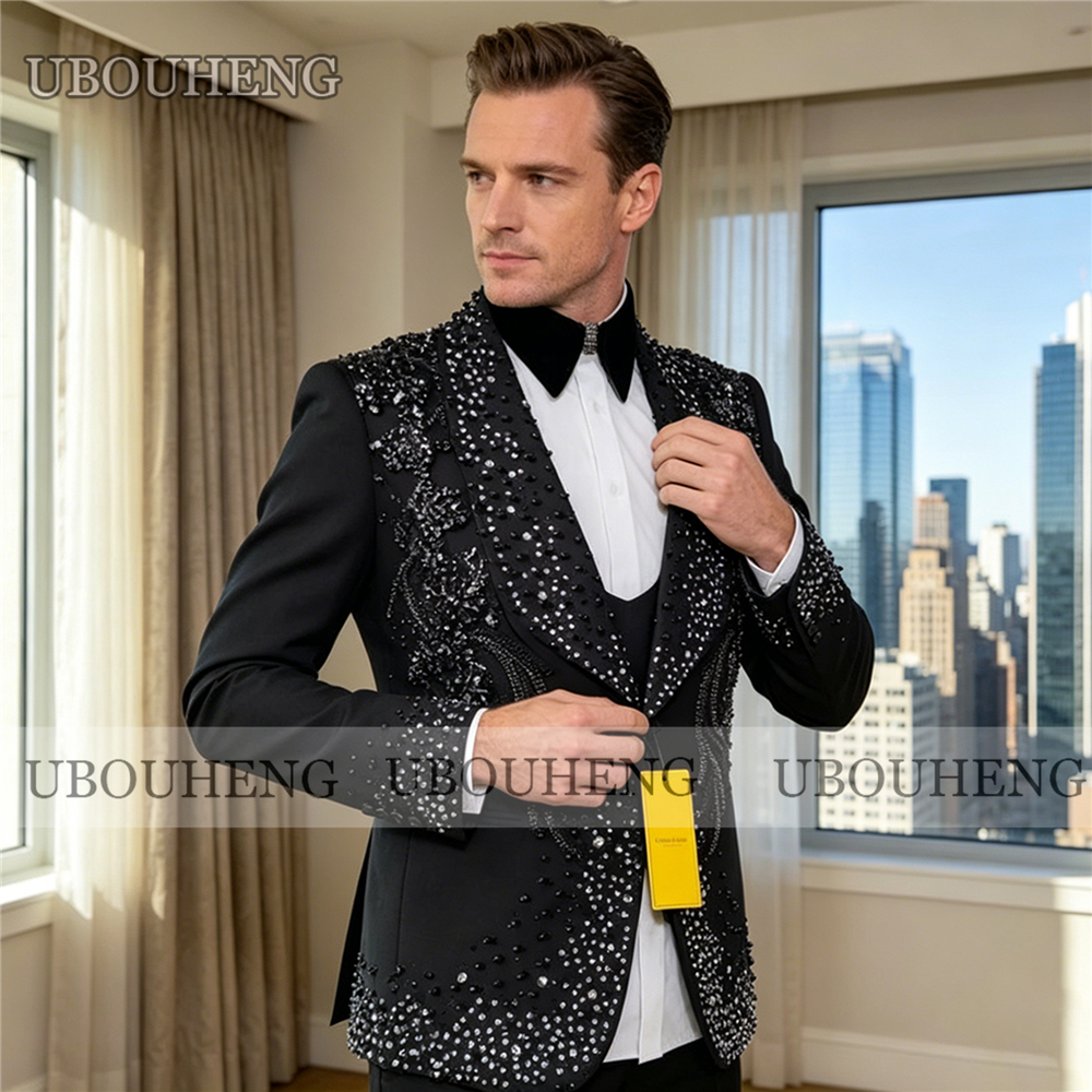 Luxury 3 Piece Men Suit Black  - Formal Wear For Men Black Suit review and price