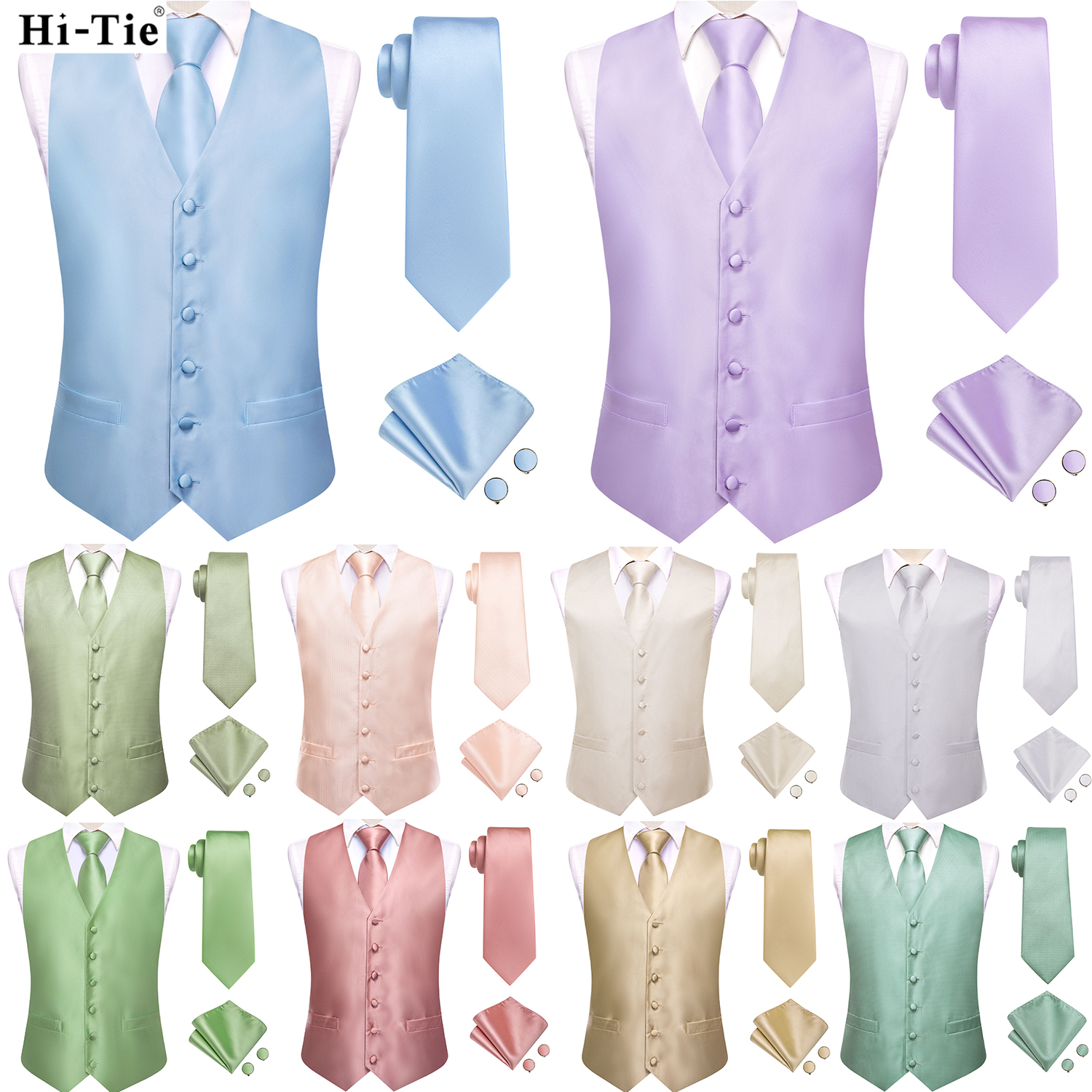 Hi-Tie Solid Voilet Lilac Mens - Men Formal Wear Vest review and price