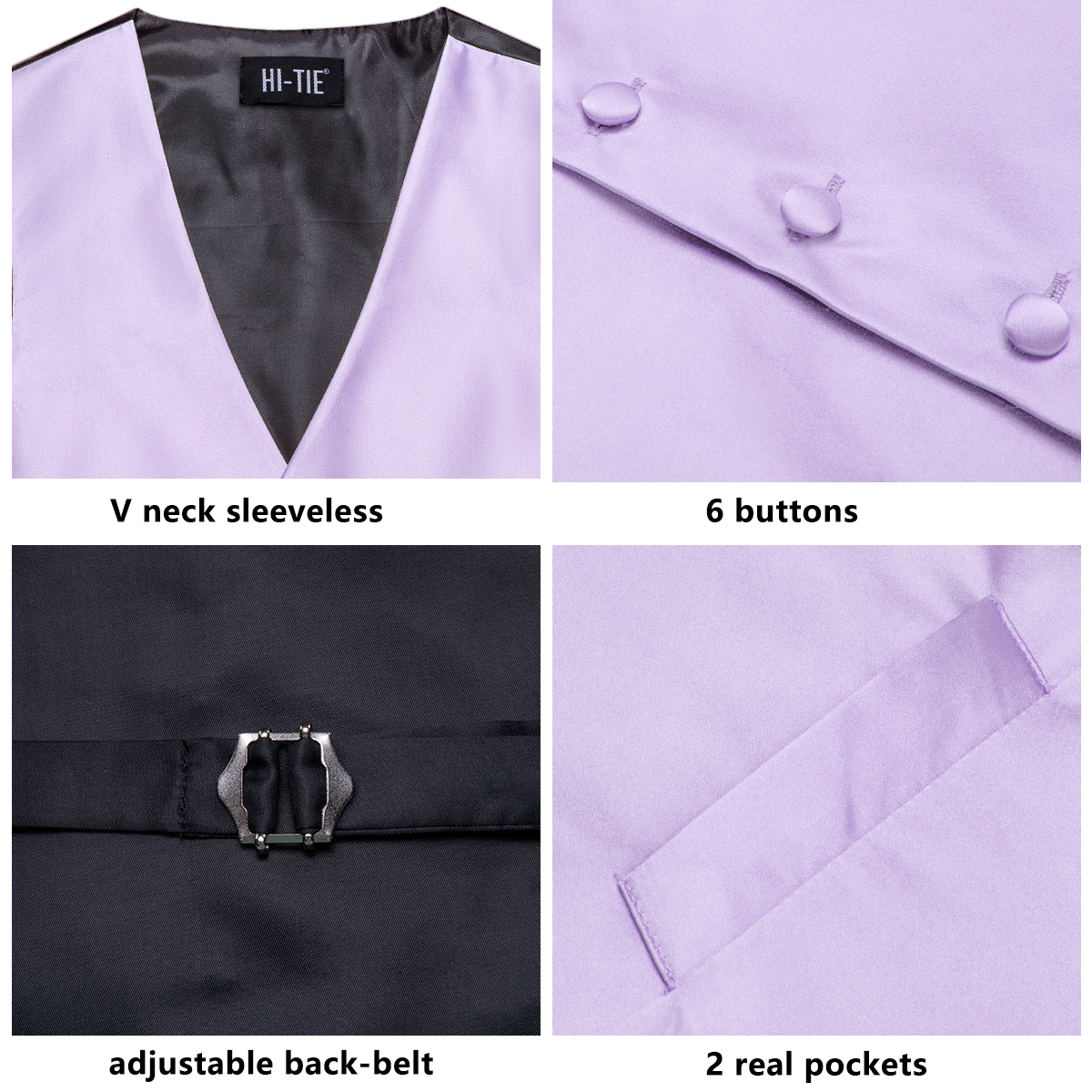 Hi-Tie Solid Voilet Lilac Mens - Men Formal Wear Vest review and price