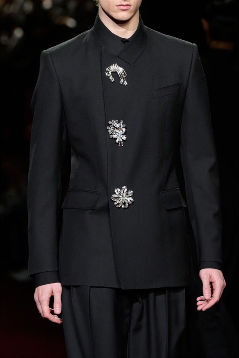 Black Crystals Men Suit Set 2  - Formal Wear For Men Black Suit review and price