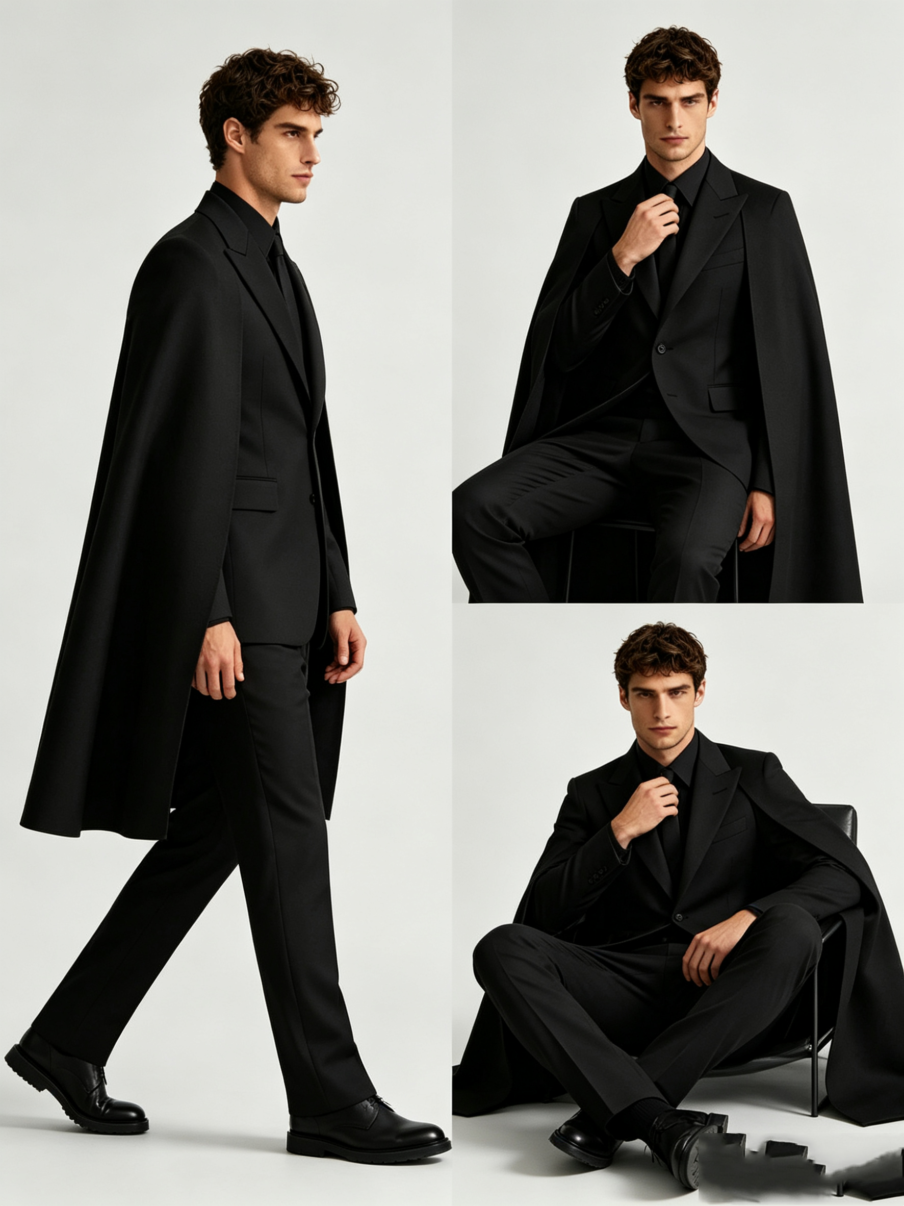 Designer Black Wrap Men Suit S - Formal Wear For Men Black Suit review and price