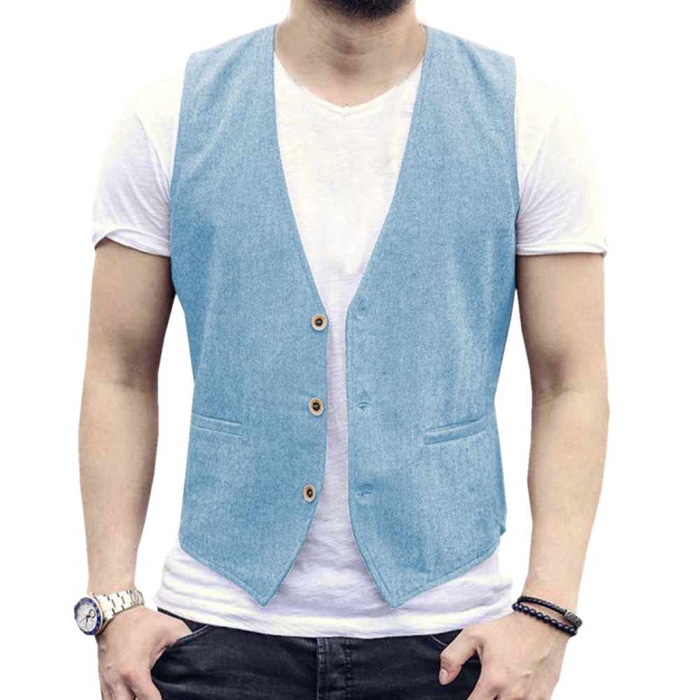 V Neck Men's Linen Vest Single - Men Formal Wear Vest review and price
