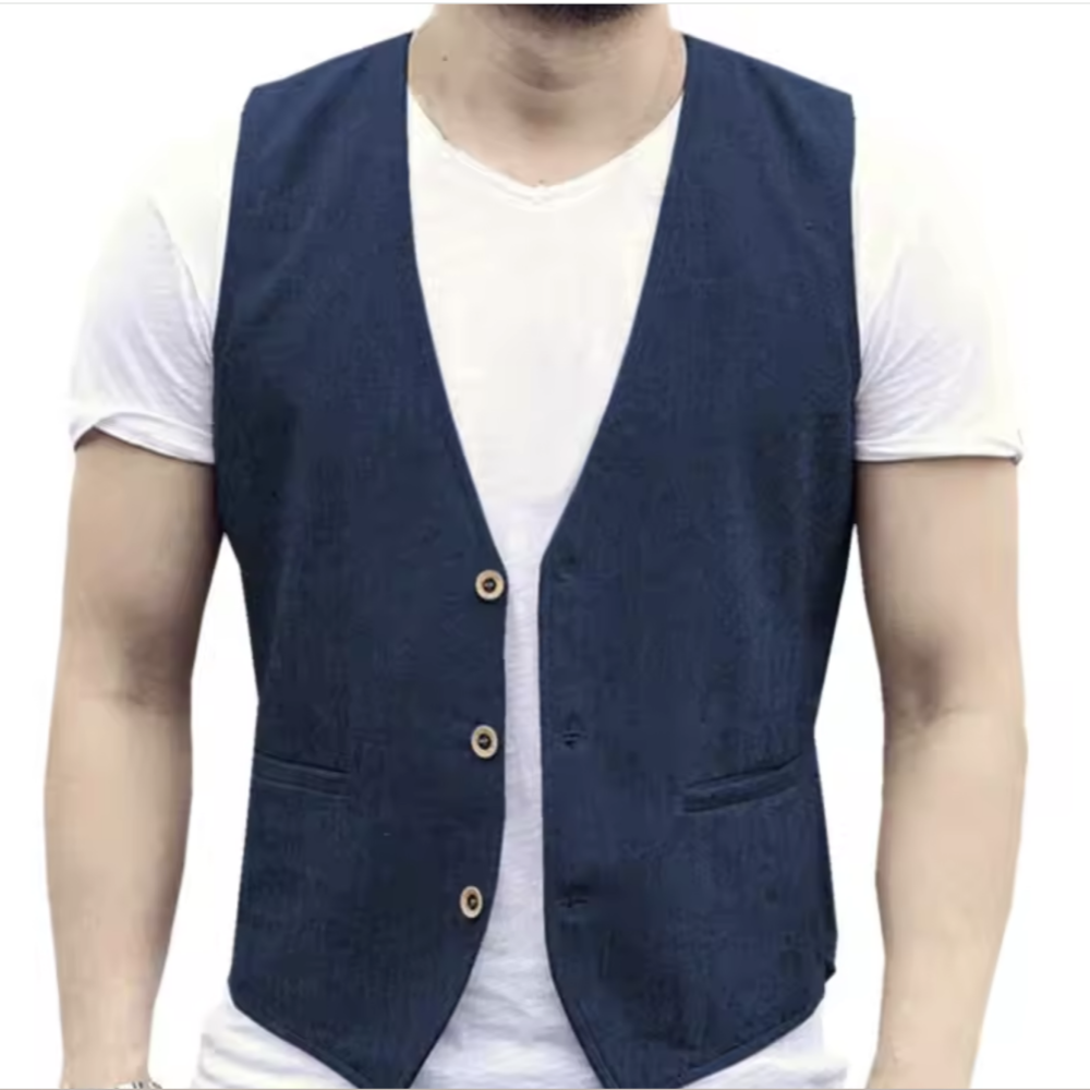 V Neck Men's Linen Vest Single - Men Formal Wear Vest review and price