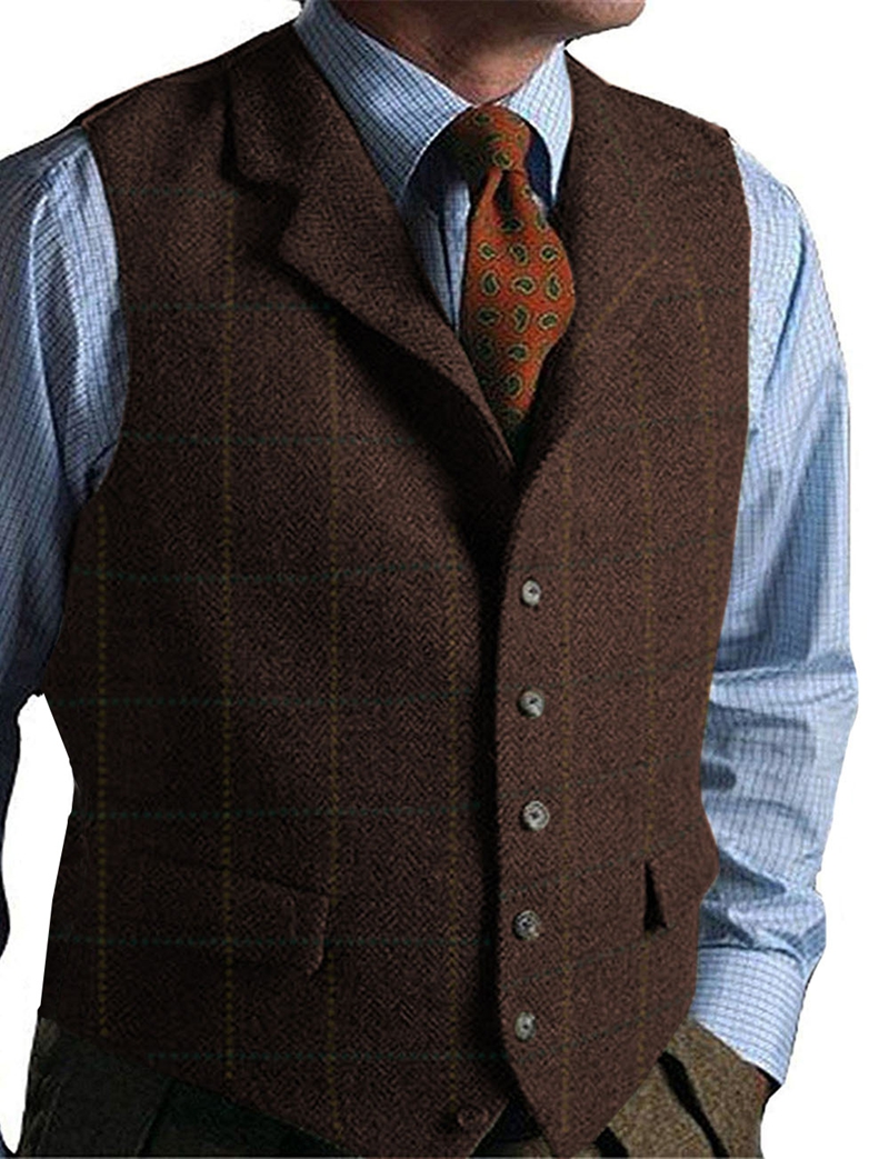 Men's Vest Green Vest Tweed Wo - Men Formal Wear Vest review and price