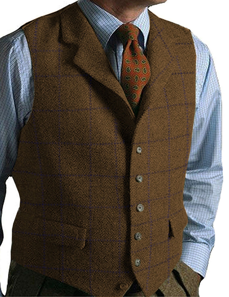 Men's Vest Green Vest Tweed Wo - Men Formal Wear Vest review and price
