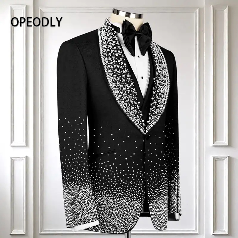 OPEODLY Men s Black Tuxedo Sui - Formal Wear For Men Black Suit review and price
